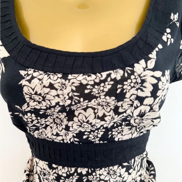 Monsoon Top Womens UK 12 White Black Blouse Shirt Floral Ladies Elegant Cotton - Picture 4 of 9